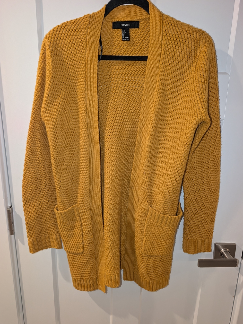 Forever 21 Golden Yellow Open-Front Knit Cardigan - Small